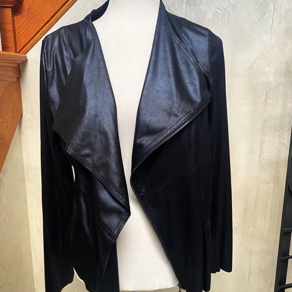 NWT Insight Faux Black Leather Jacket.  Side zipper on left - Picture 1 of 5